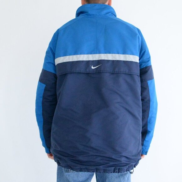Vintage Y2K Nike Blue Reflective Fleece Lined Zip Up Winter Jacket XL - Picture 3 of 16